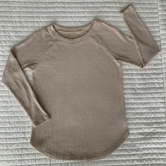 American Eagle Outfitters Tops - American Eagle Outfitters AEO Top Cozy & Sexy Plush Thermal Ribbed Tan Women S